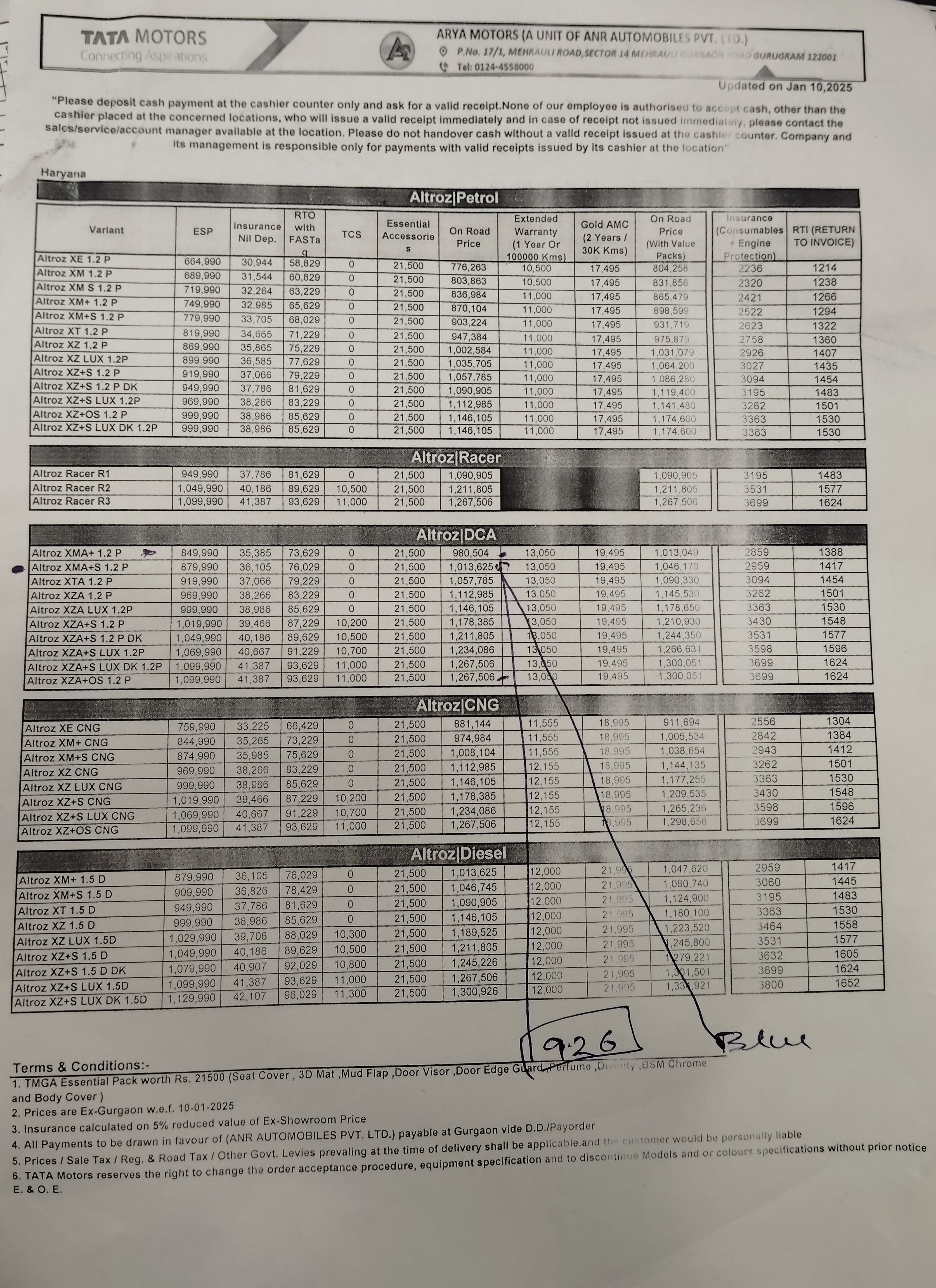 Tata Altroz DCA Price List & Discounts